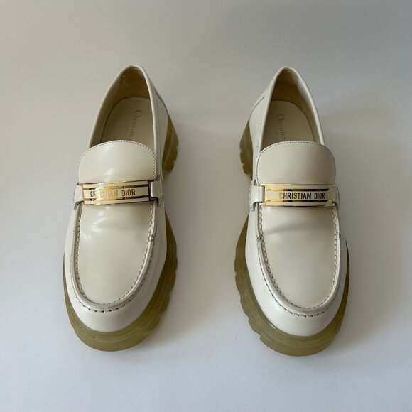 CHRISTIAN DIOR WHITE LEATHER LOAFERS - Picture 2 of 13